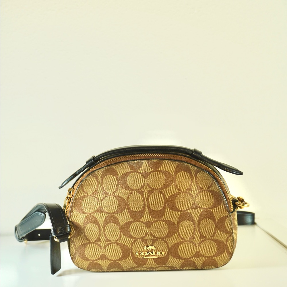 Coach Preloved Serena Satchel In Signature Canvas Bag Khaki - Picture 4 of 7